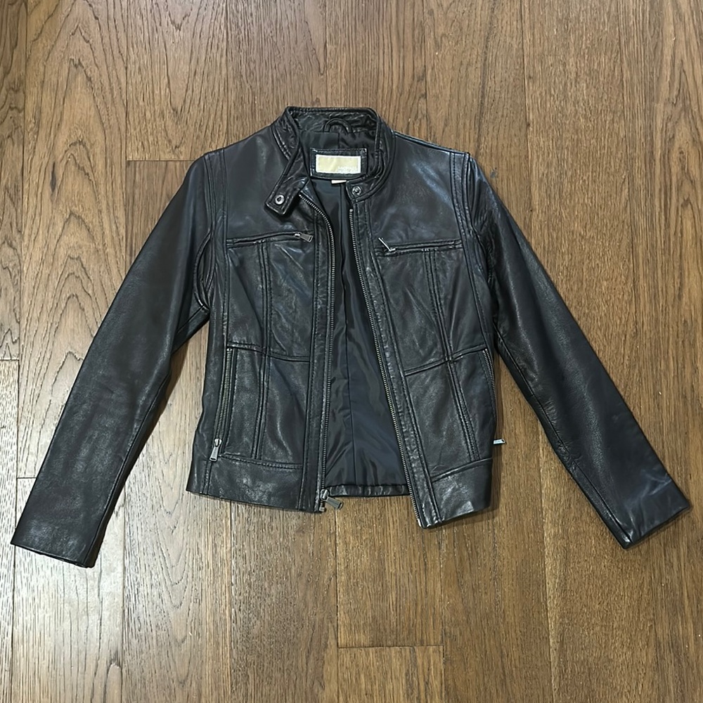 Michael Kors Women's Black Leather Jacket - Small